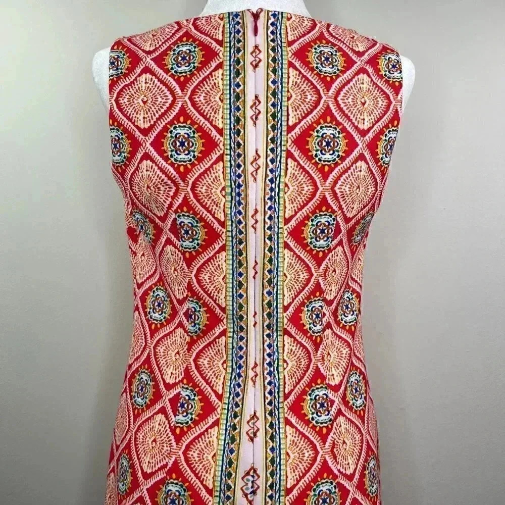 R&K Sleeveless Colorful Pattern Panel Dress - Pink, Blue, Yellow, White - 4 - Picture 12 of 14